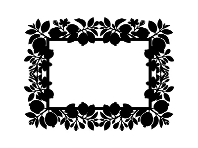 Black Silhouette Decorative Frame With Lemon Fruit Motif