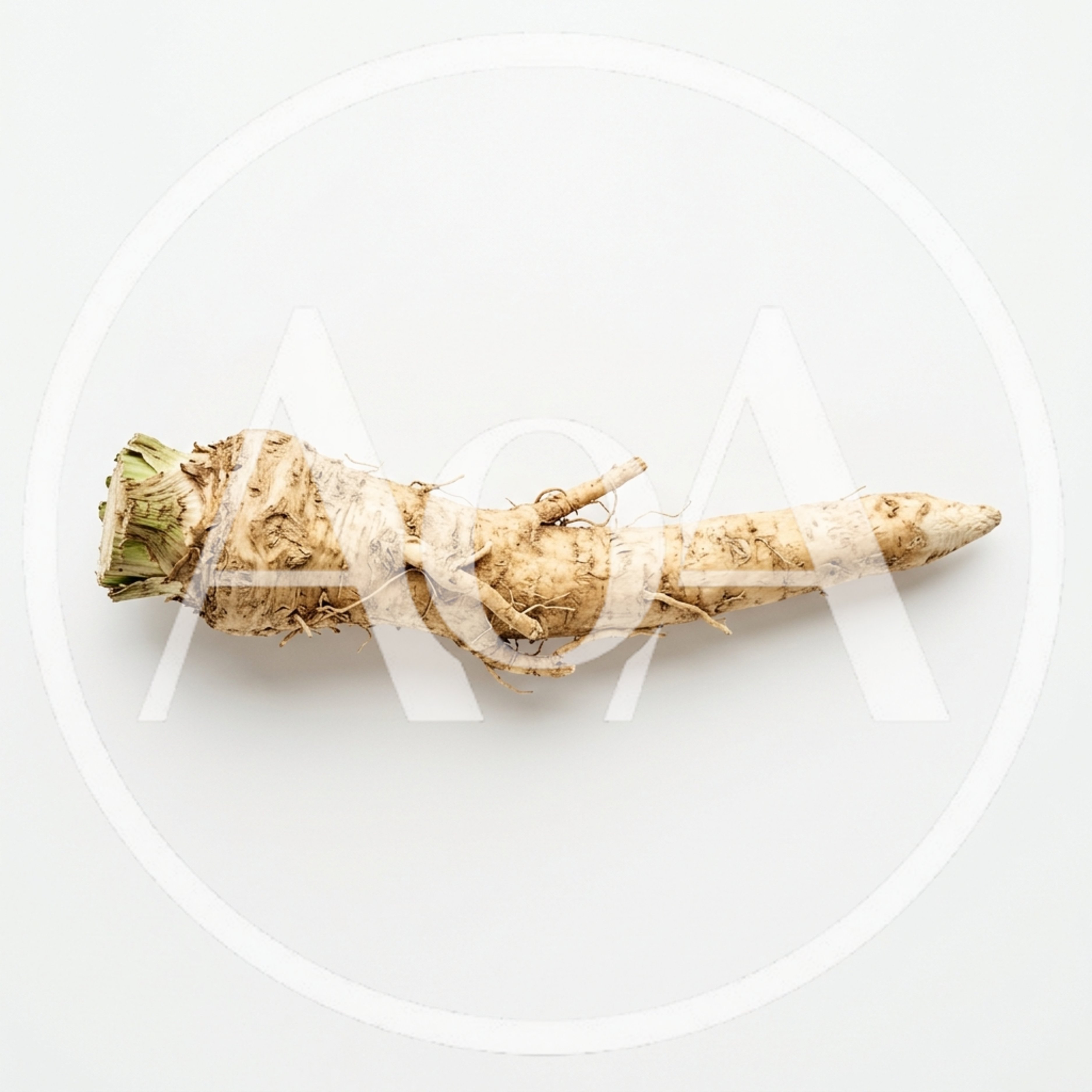 Single Raw Horseradish Root Isolated On White Background