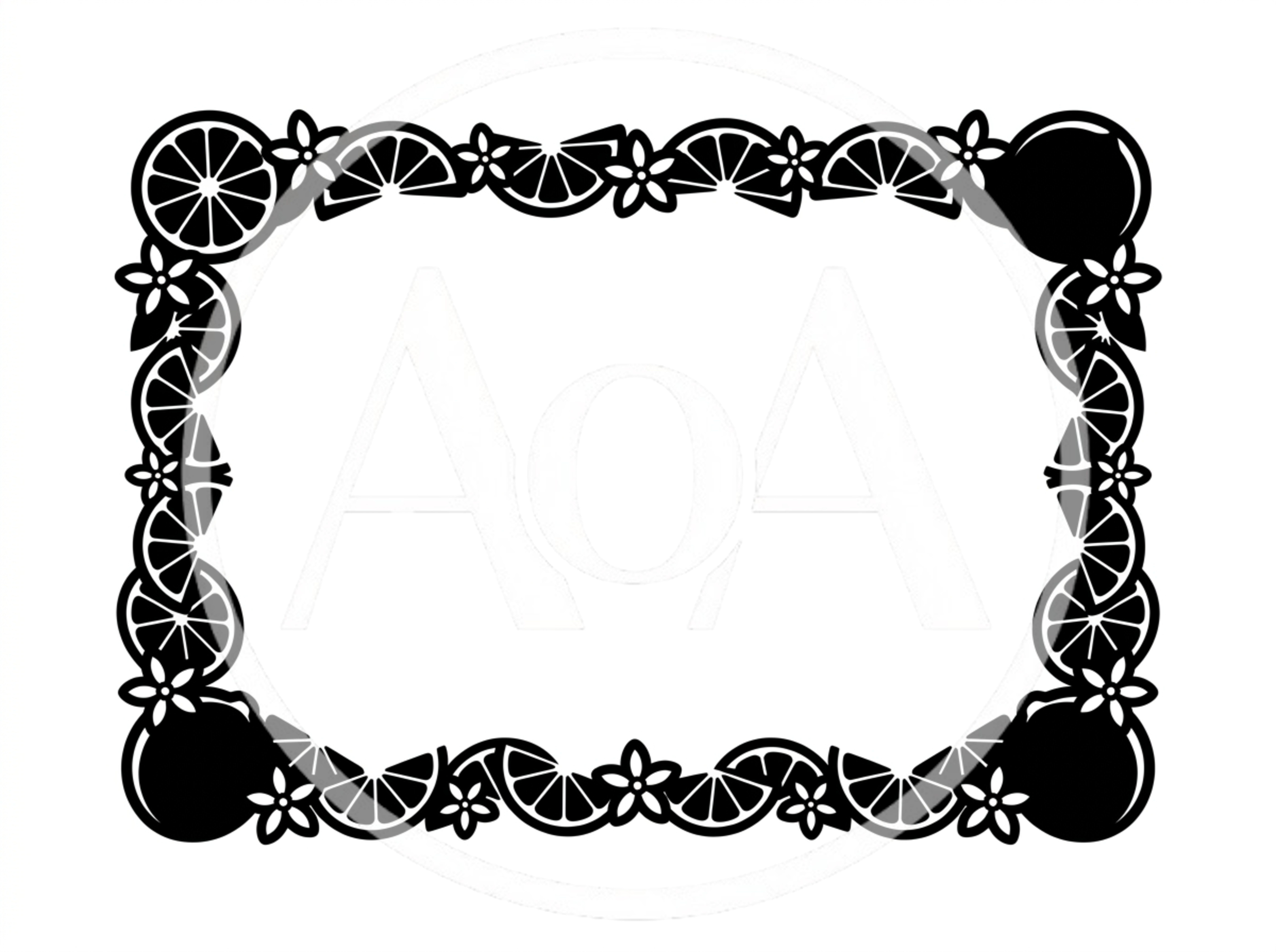 Decorative Citrus Fruit And Flower Border Frame