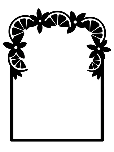 Decorative Citrus Fruit And Flower Border Frame