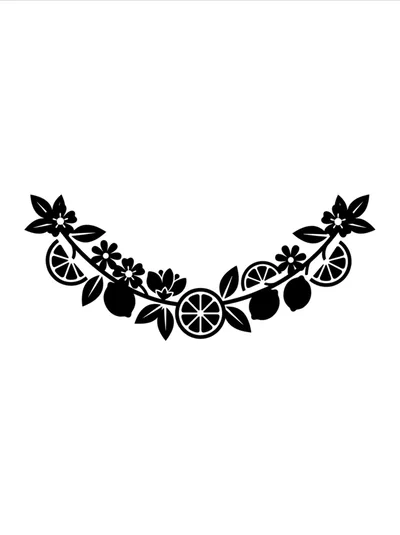 Black Silhouette Lemon Branch Garland Illustration