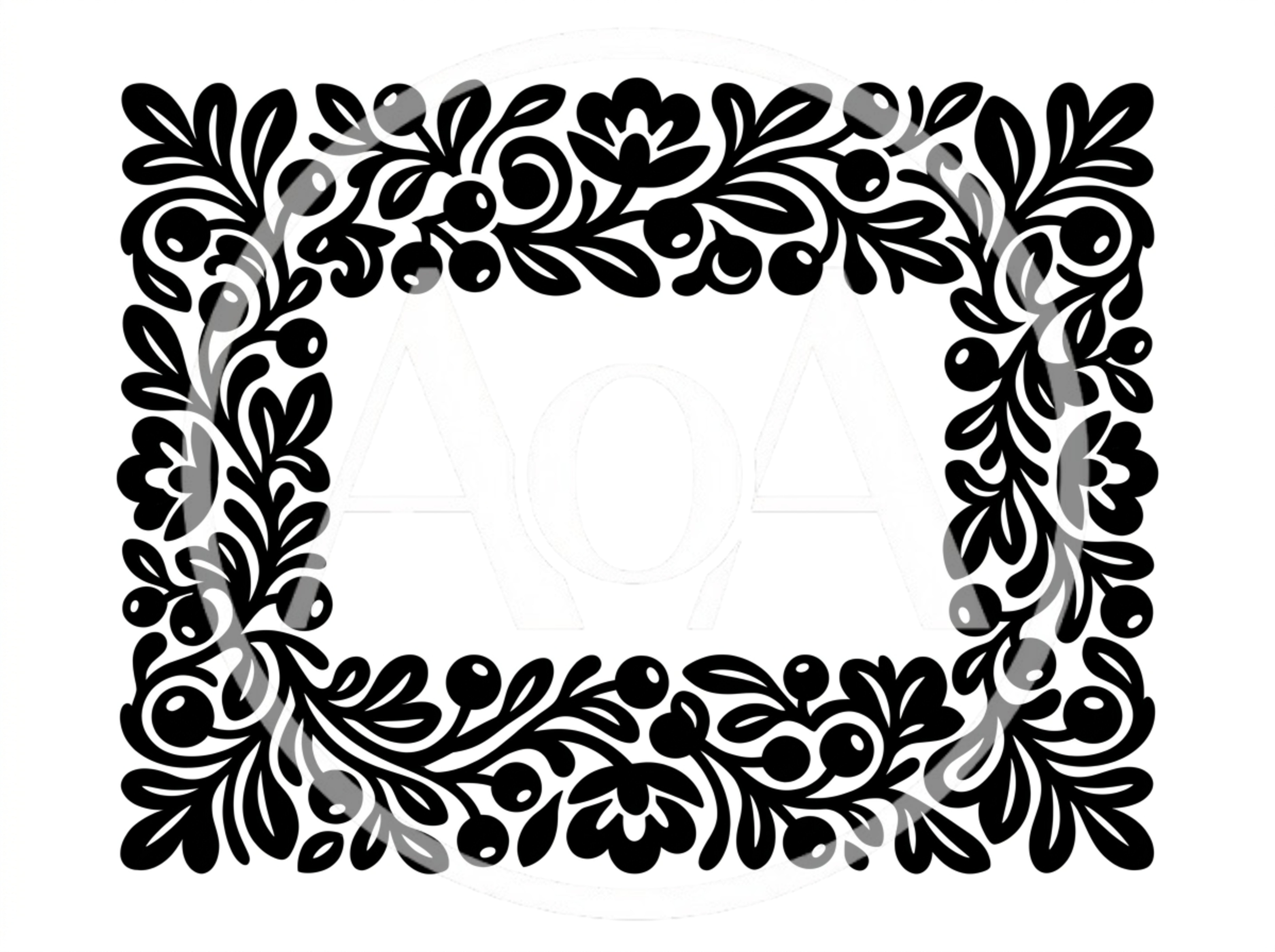 Decorative Floral Frame With Berries And Leaves