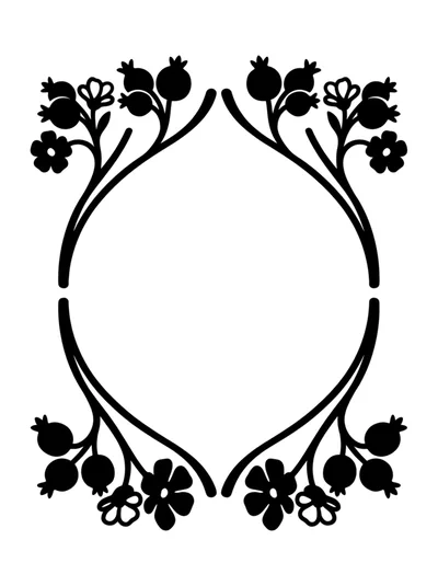 Black Floral Decorative Frame With Berries
