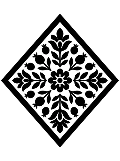 Symmetrical Floral Diamond Pattern Vector Illustration