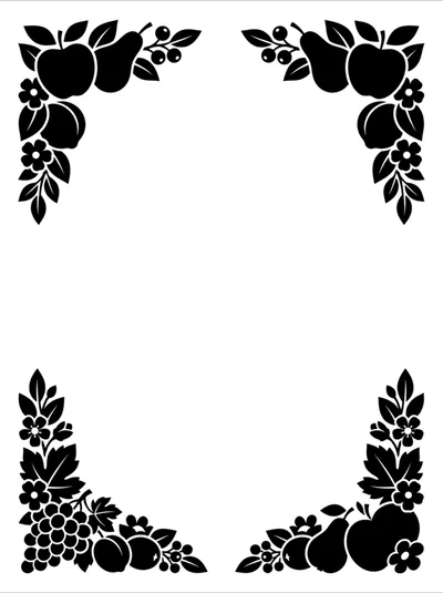 Decorative Fruit and Floral Corner Border Frame