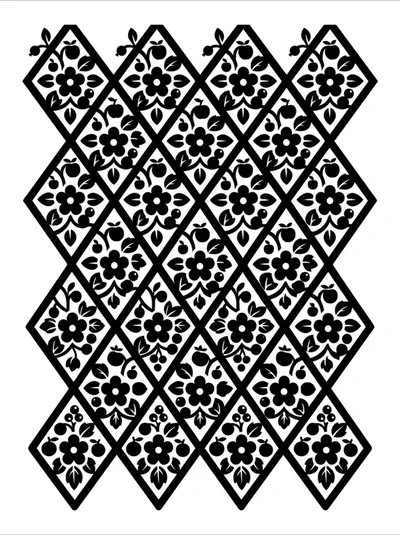 Black And White Floral Diamond Pattern Wallpaper