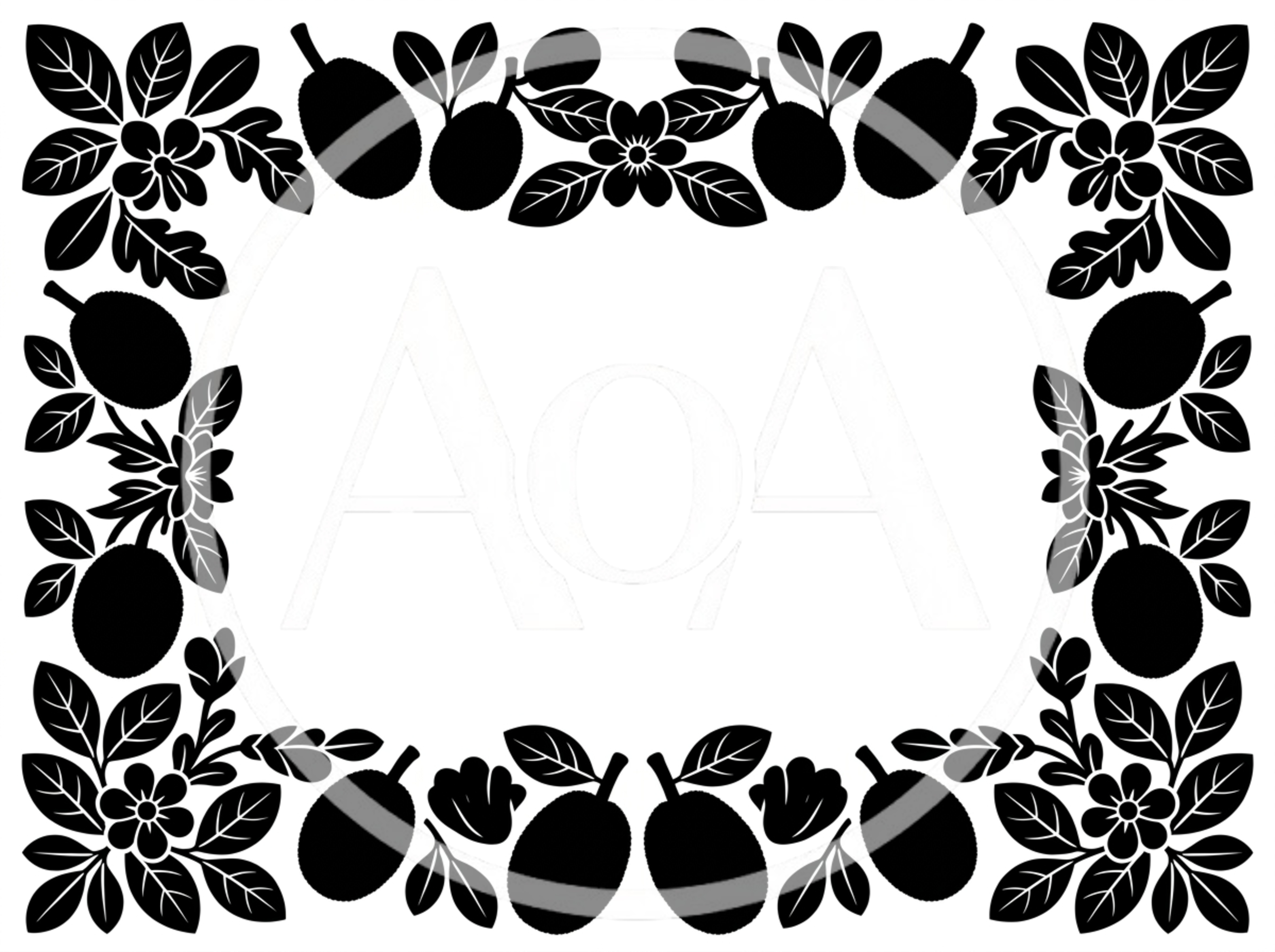 Black And White Jackfruit Botanical Frame Illustration