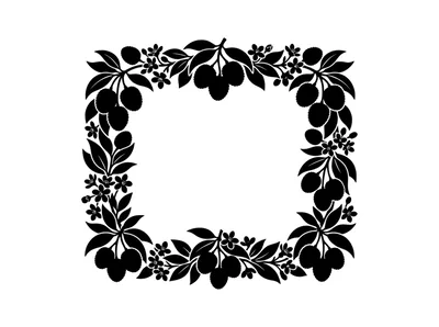 Black Silhouette Lychee Fruit Decorative Square Frame