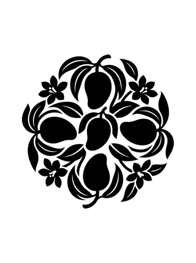 Black And White Mango Fruit Floral Mandala Pattern