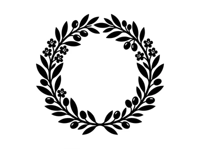 Black Olive Branch Wreath Vector Illustration