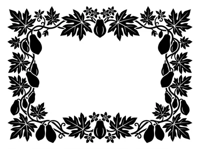 Papaya Fruit and Leaf Decorative Border Frame
