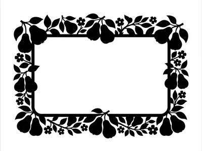 Black Silhouette Pear Fruit Decorative Border Frame