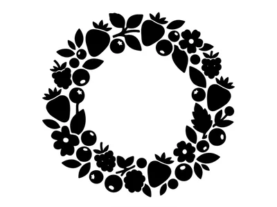 Black Silhouette Berry Wreath Graphic Design