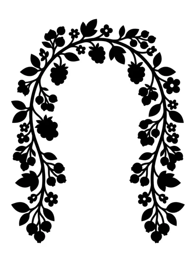 Black Silhouette Floral Arch With Berries And Leaves