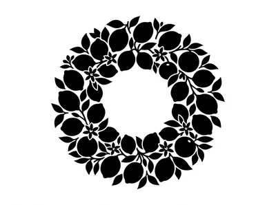 Black Silhouette Lemon Wreath Graphic Design