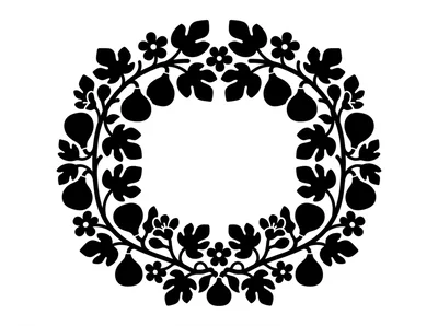 Black Silhouette Fig Fruit Wreath Graphic Design