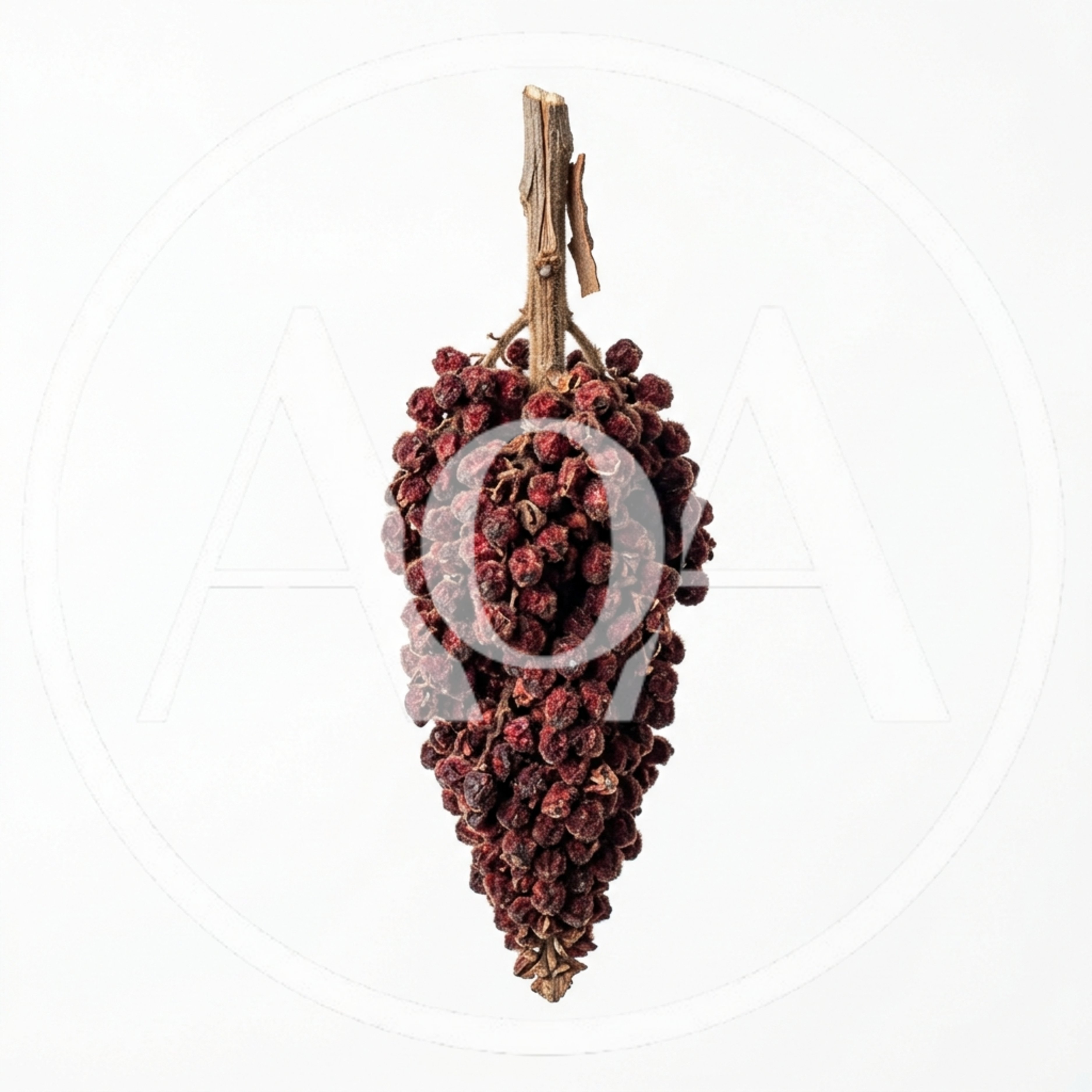 Dried Sumac Berries Cluster on Stem