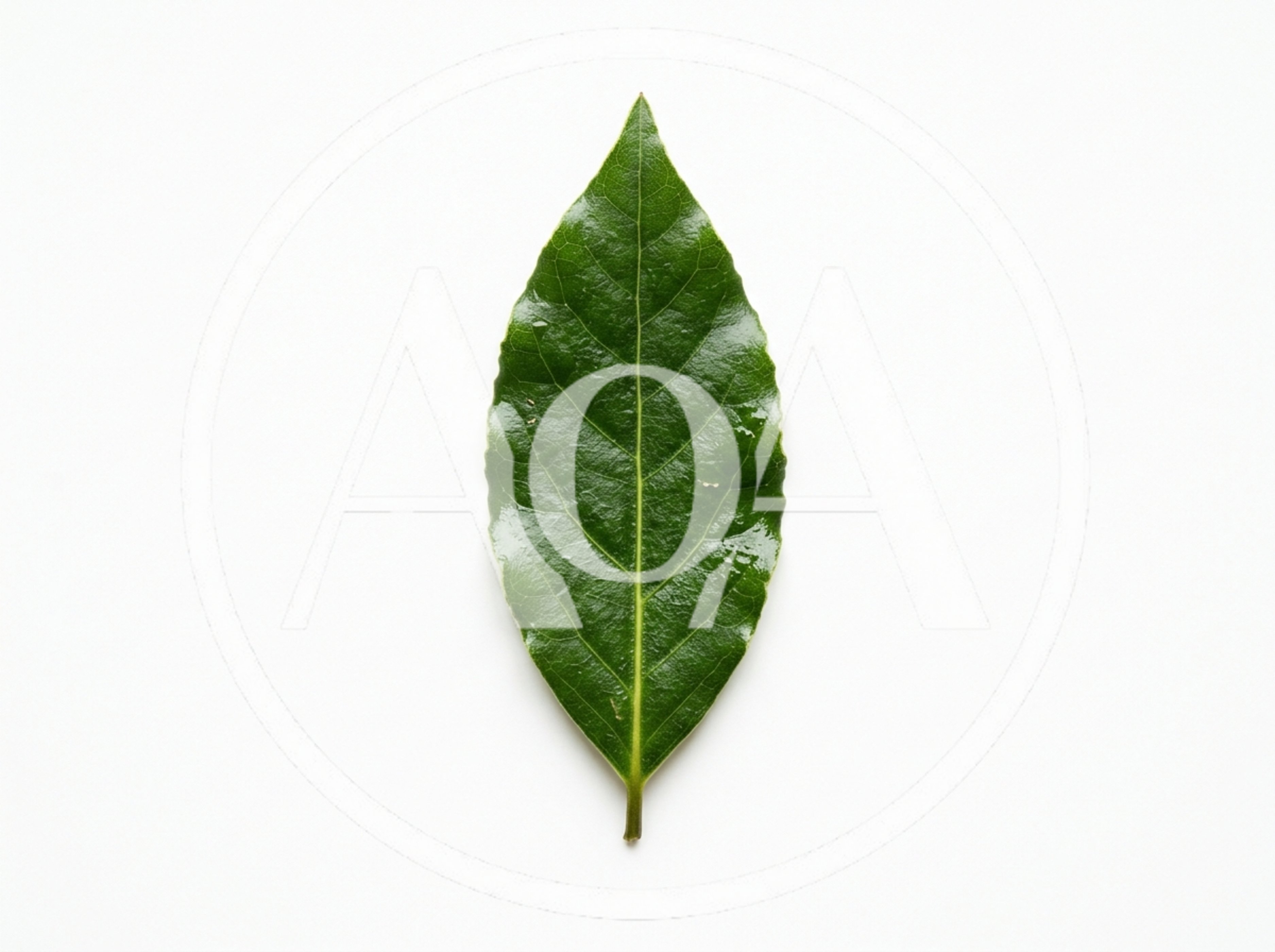 Single Fresh Green Bay Leaf on White Background