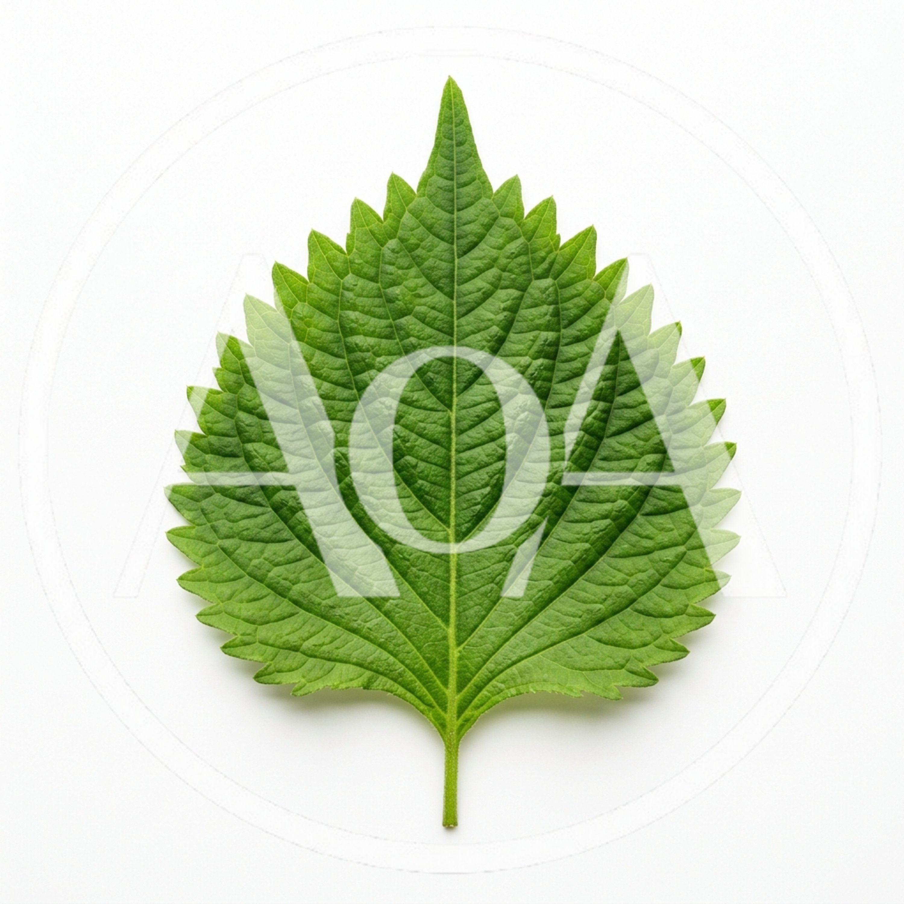 Single Fresh Green Shiso Leaf Isolated On White Background