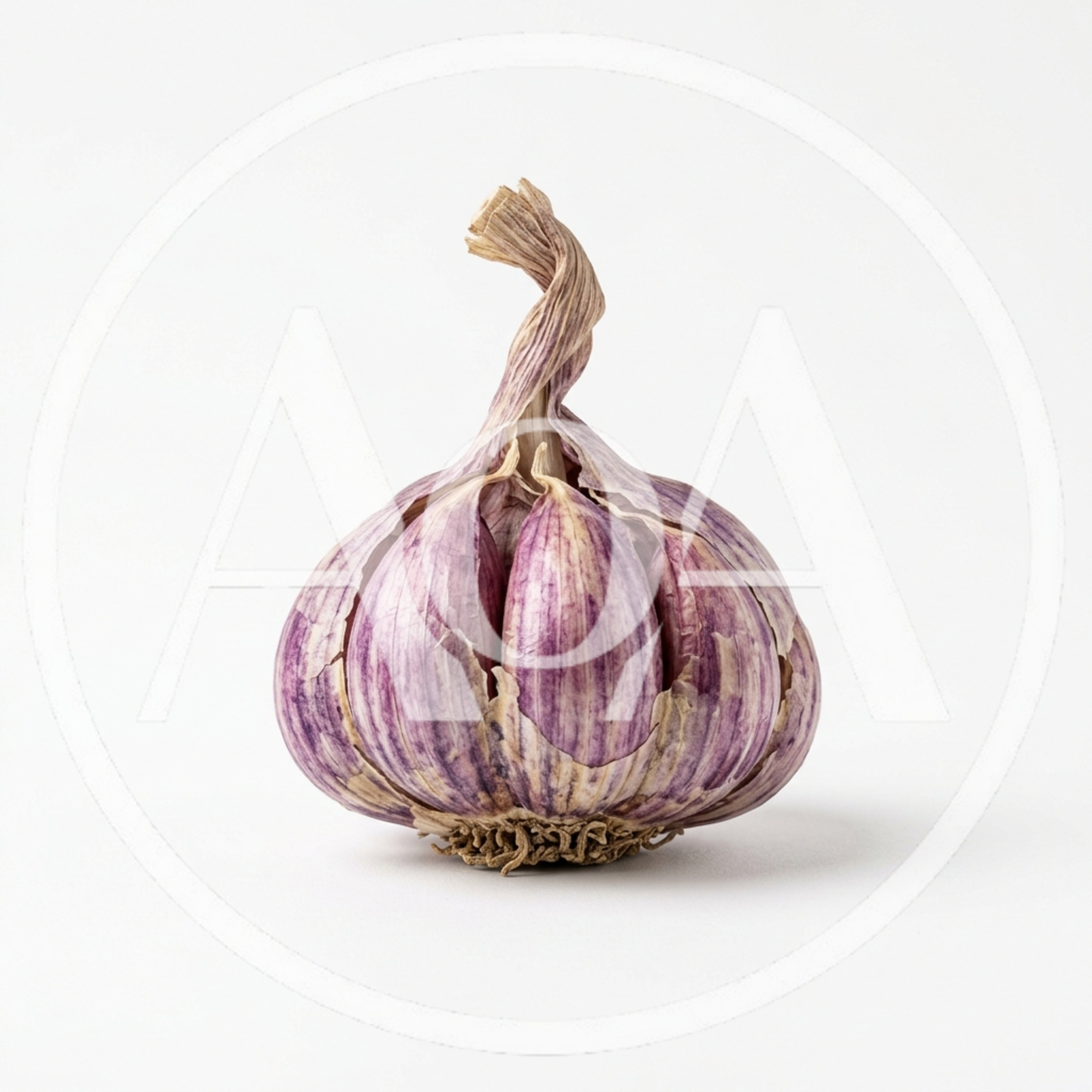 Single Bulb Of Purple Garlic On White Background