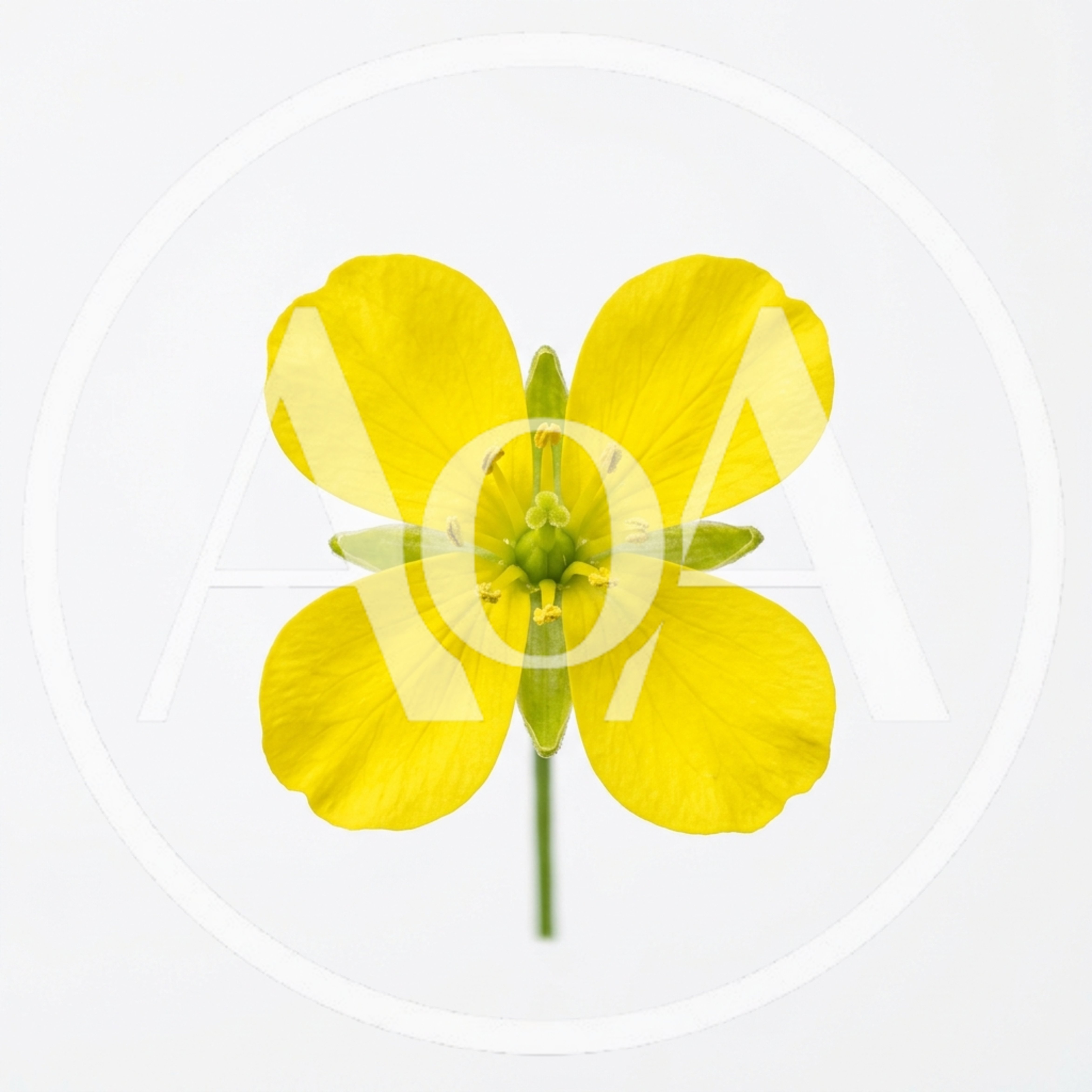 Single Yellow Mustard Flower Isolated On White Background