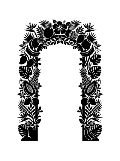 Tropical Fruit And Floral Arch Silhouette