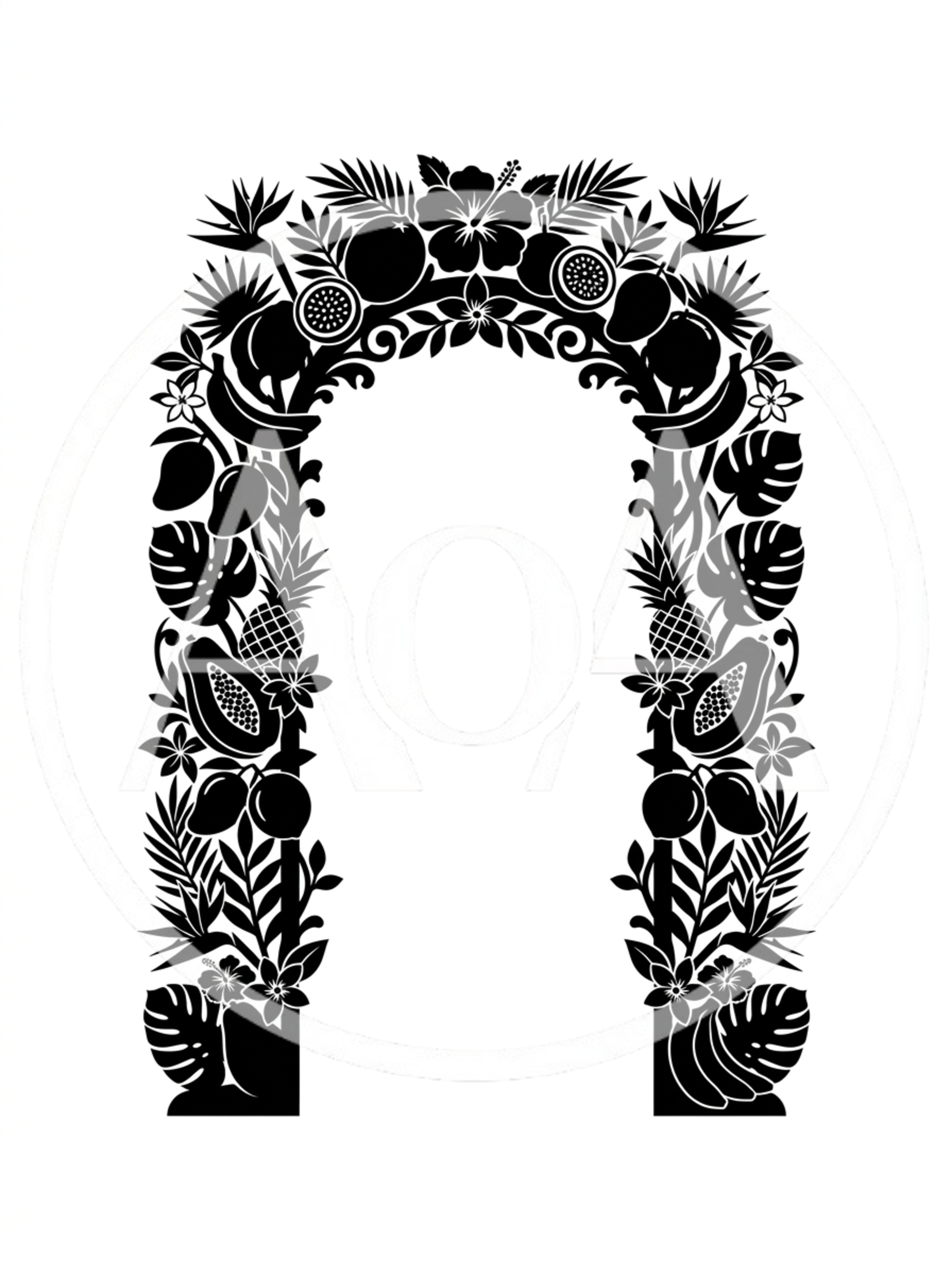 Tropical Fruit And Floral Arch Silhouette