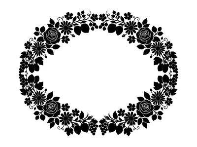 Black Floral Wreath Frame With Roses And Berries