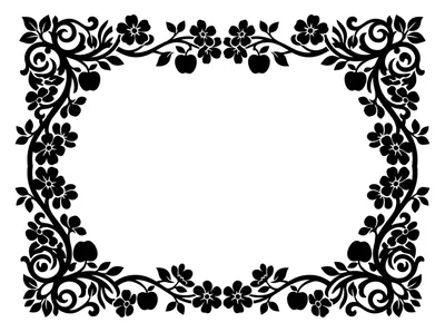 Decorative Floral Frame With Apple Motifs