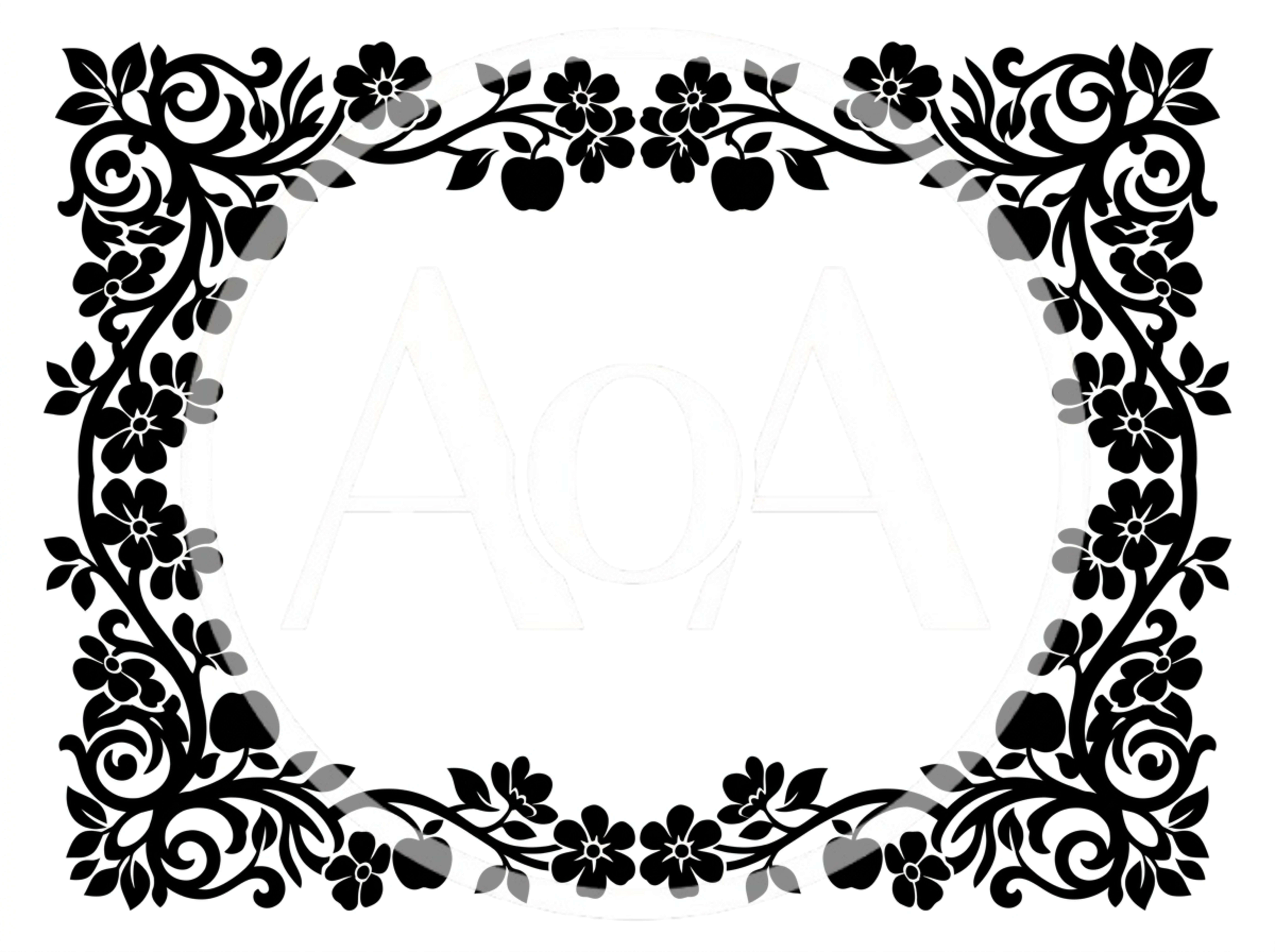 Decorative Floral Frame With Apple Motifs