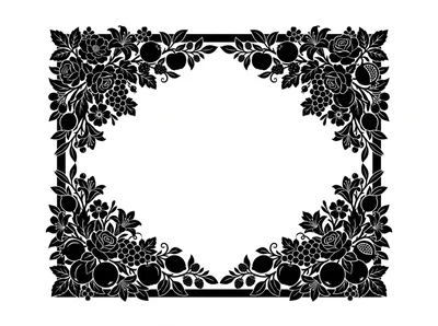 Black and White Floral Decorative Frame Illustration