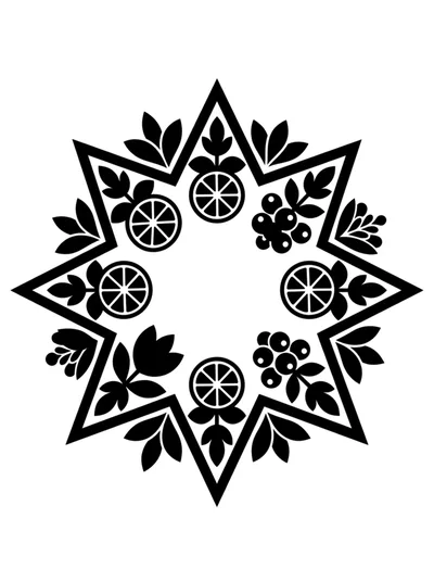 Black And White Floral Star Ornament Design
