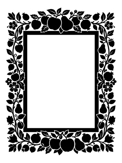 Decorative Fruit And Floral Border Frame Illustration