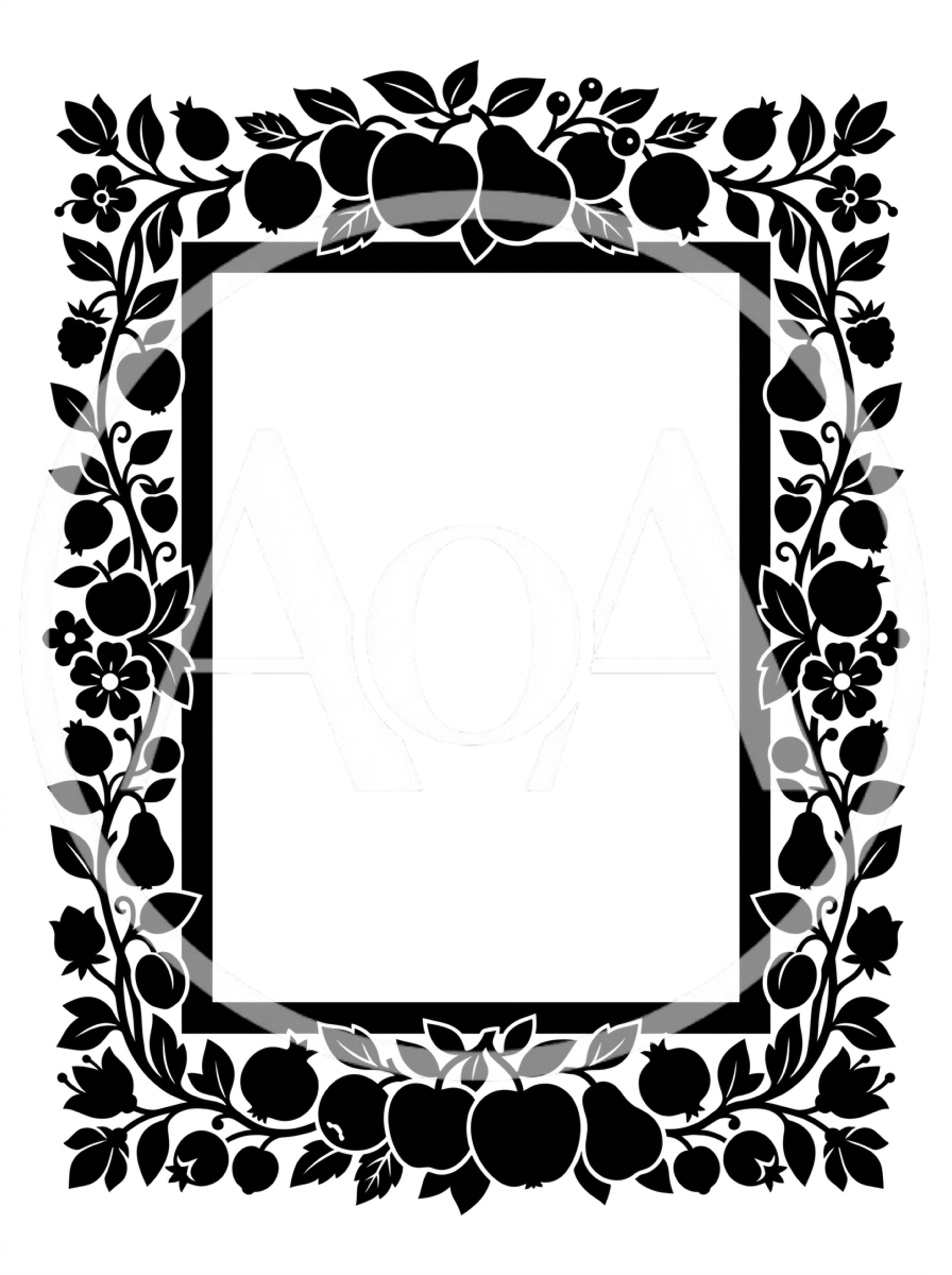Decorative Fruit And Floral Border Frame Illustration
