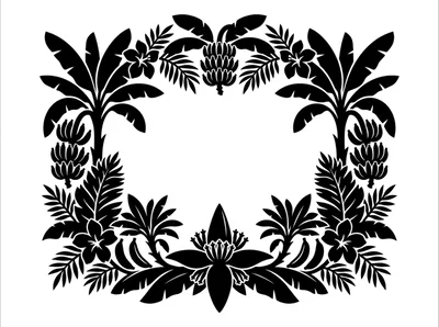 Tropical Banana Plant and Flower Decorative Frame