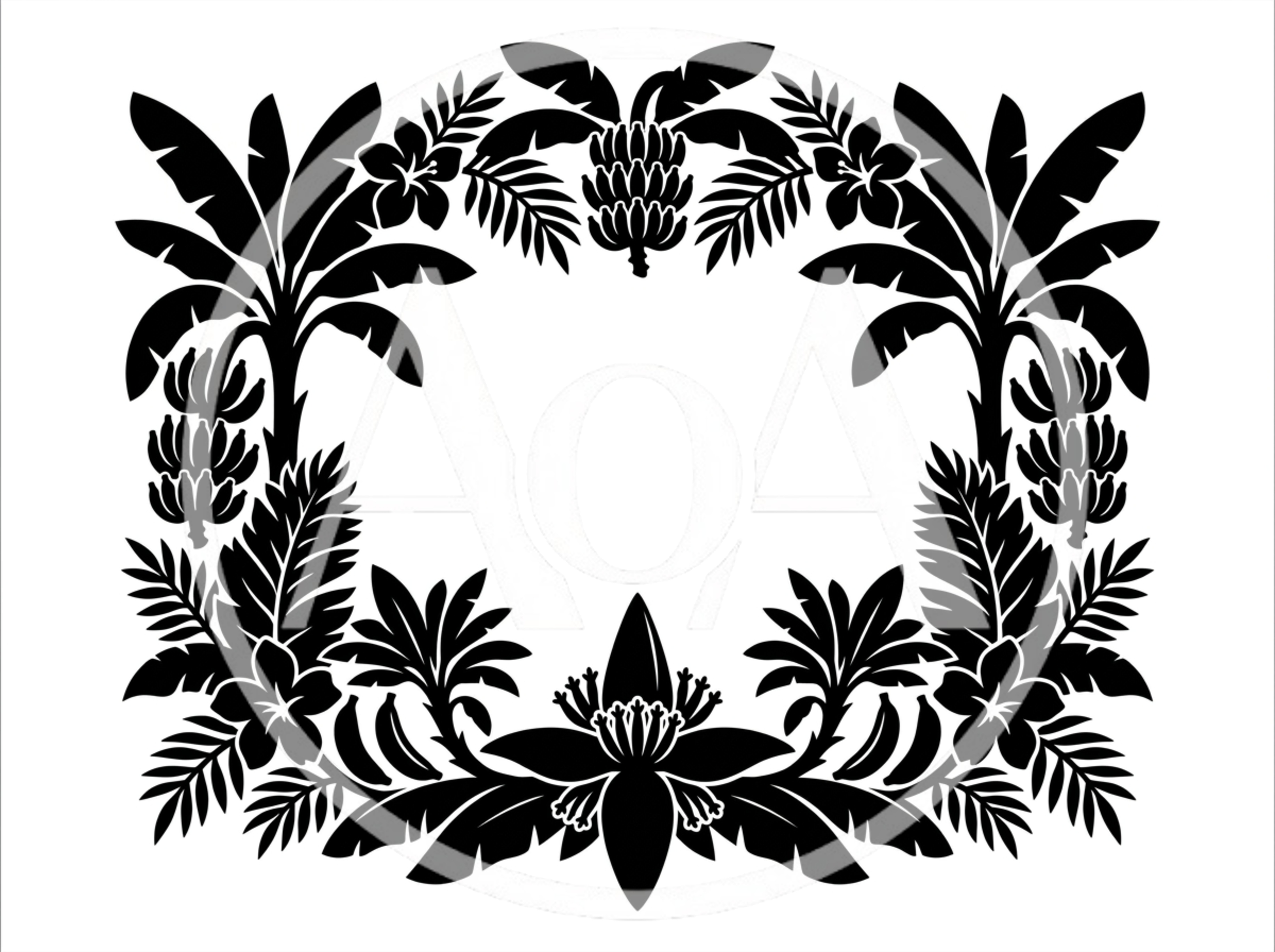 Tropical Banana Plant and Flower Decorative Frame