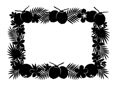 Tropical Coconut And Palm Leaf Decorative Border Frame