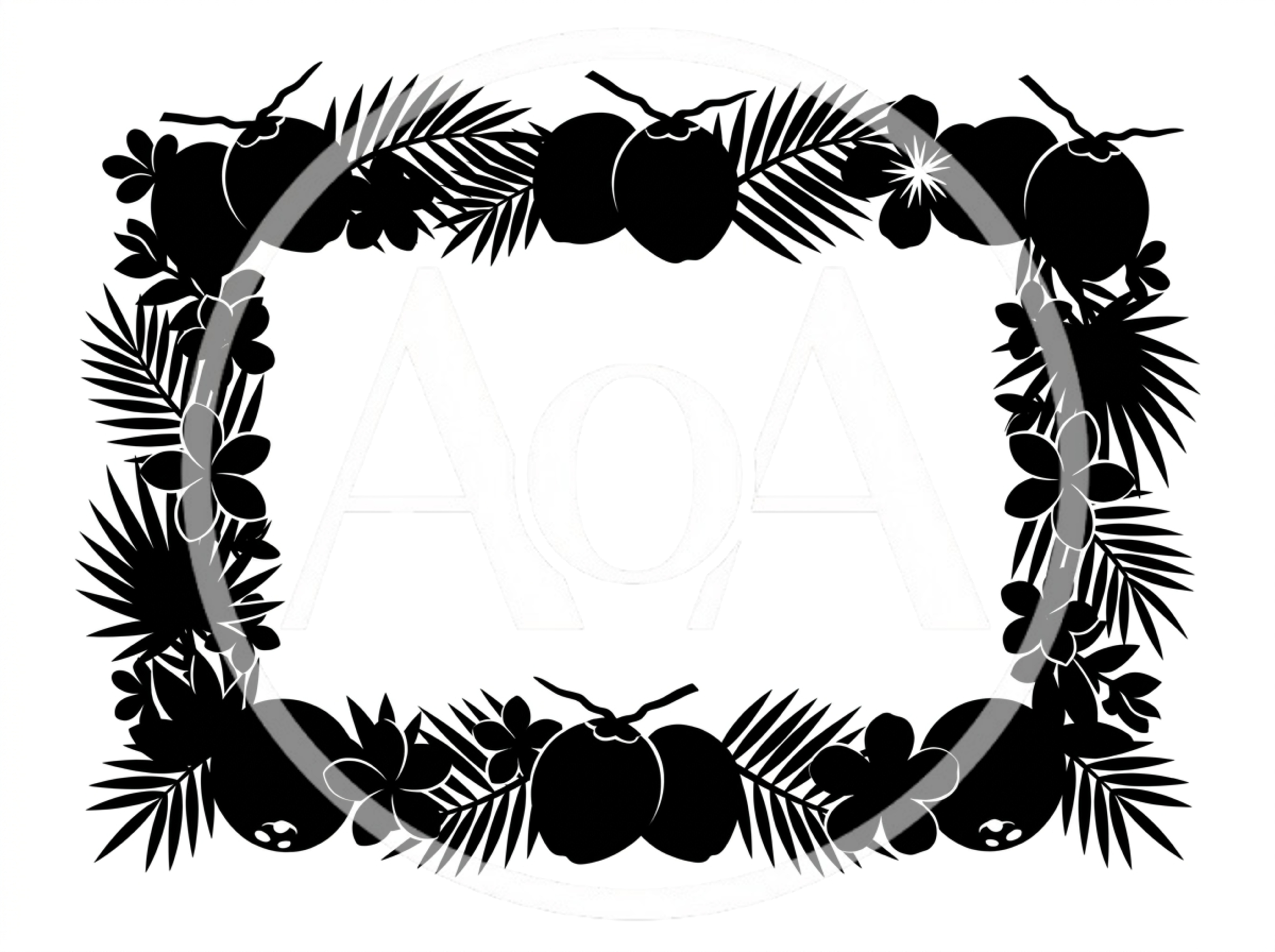 Tropical Coconut And Palm Leaf Decorative Border Frame