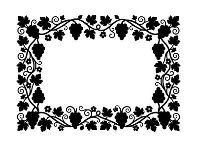 Black Silhouette Grapevine Border Frame Design