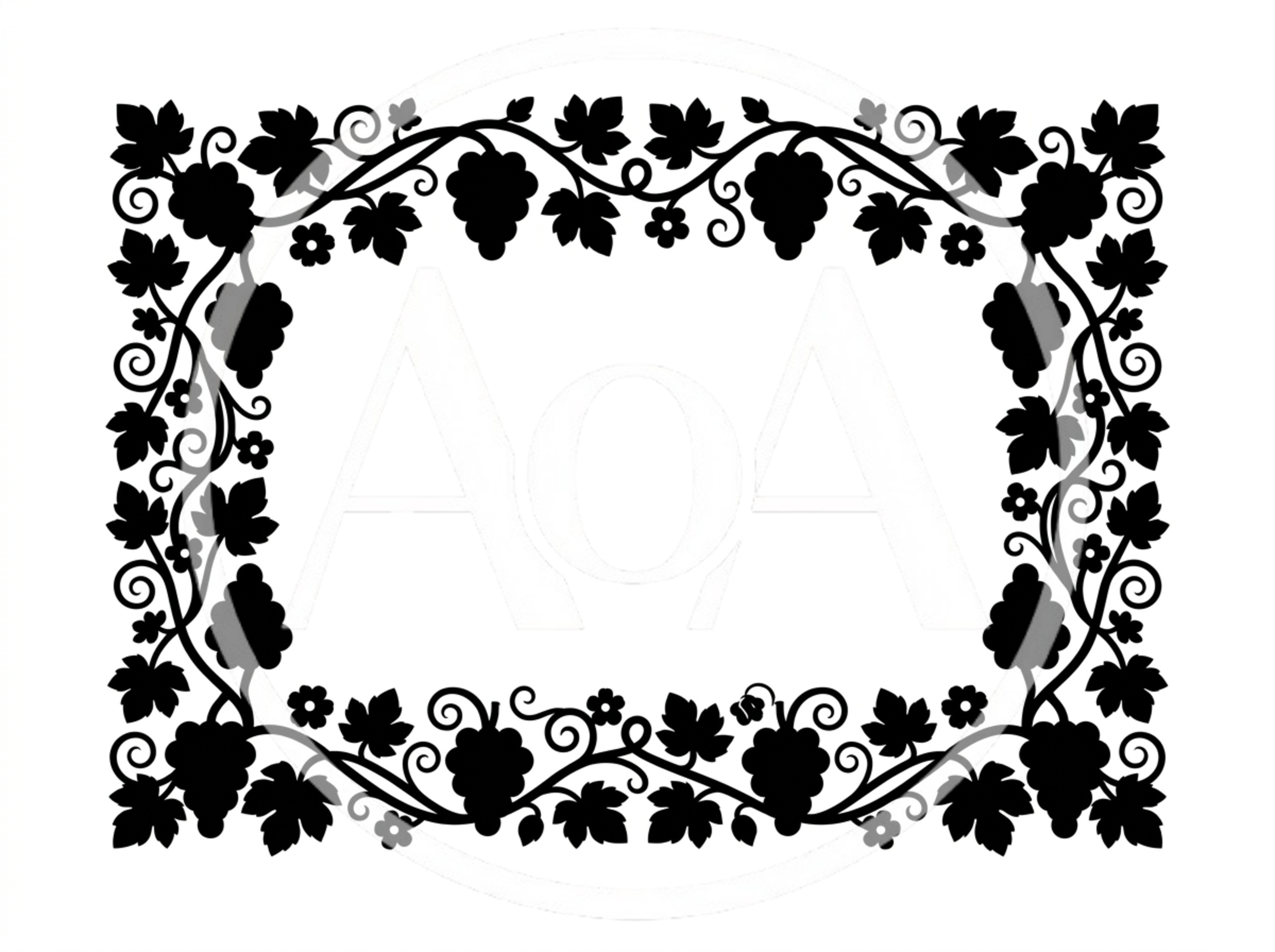 Black Silhouette Grapevine Border Frame Design