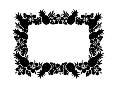 Tropical Pineapple and Hibiscus Flower Decorative Frame