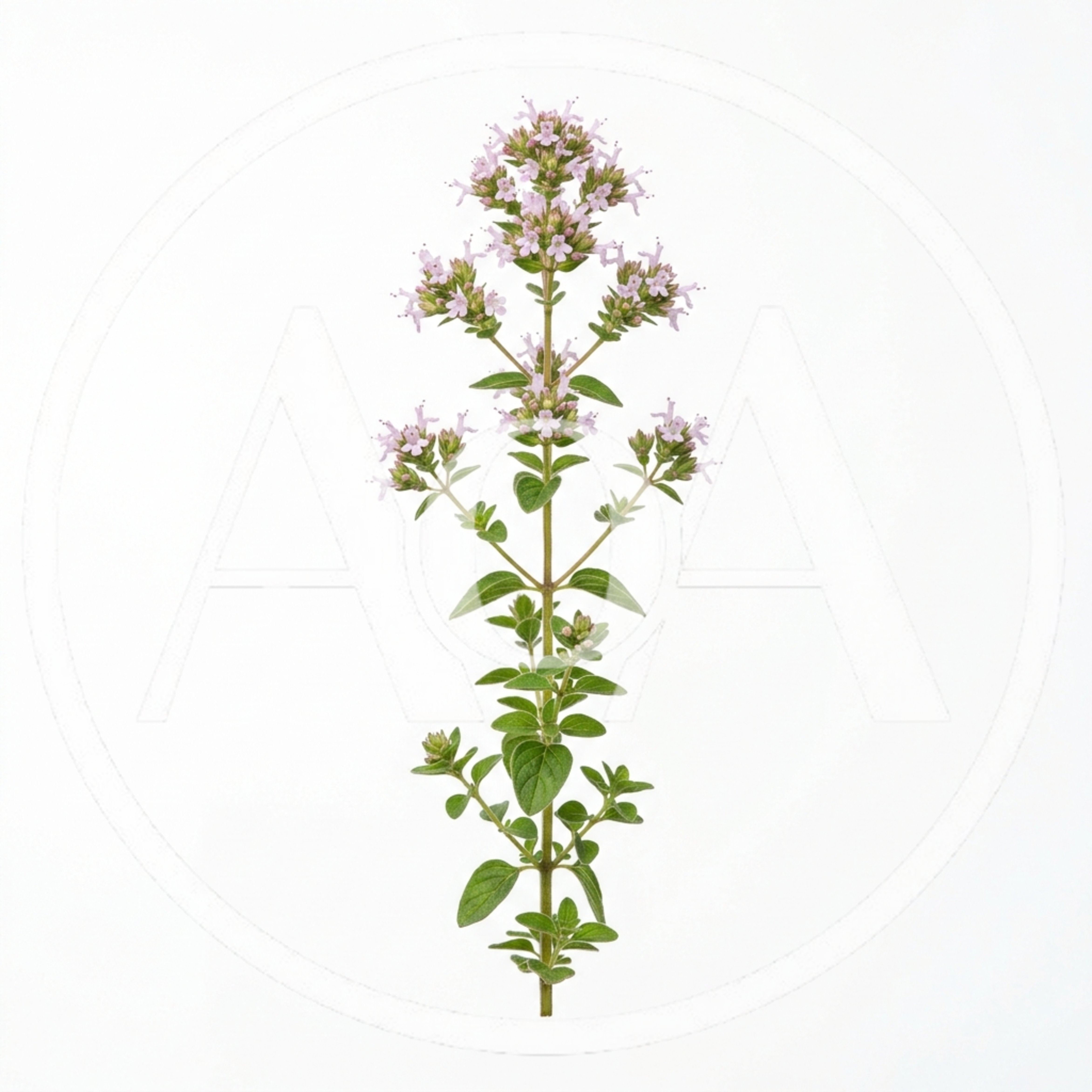 Fresh Sprig Of Flowering Oregano Herb