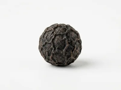 Single Dried Black Peppercorn On White Background