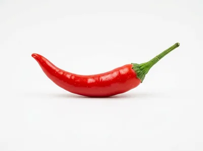 Single Fresh Red Chili Pepper on White Background