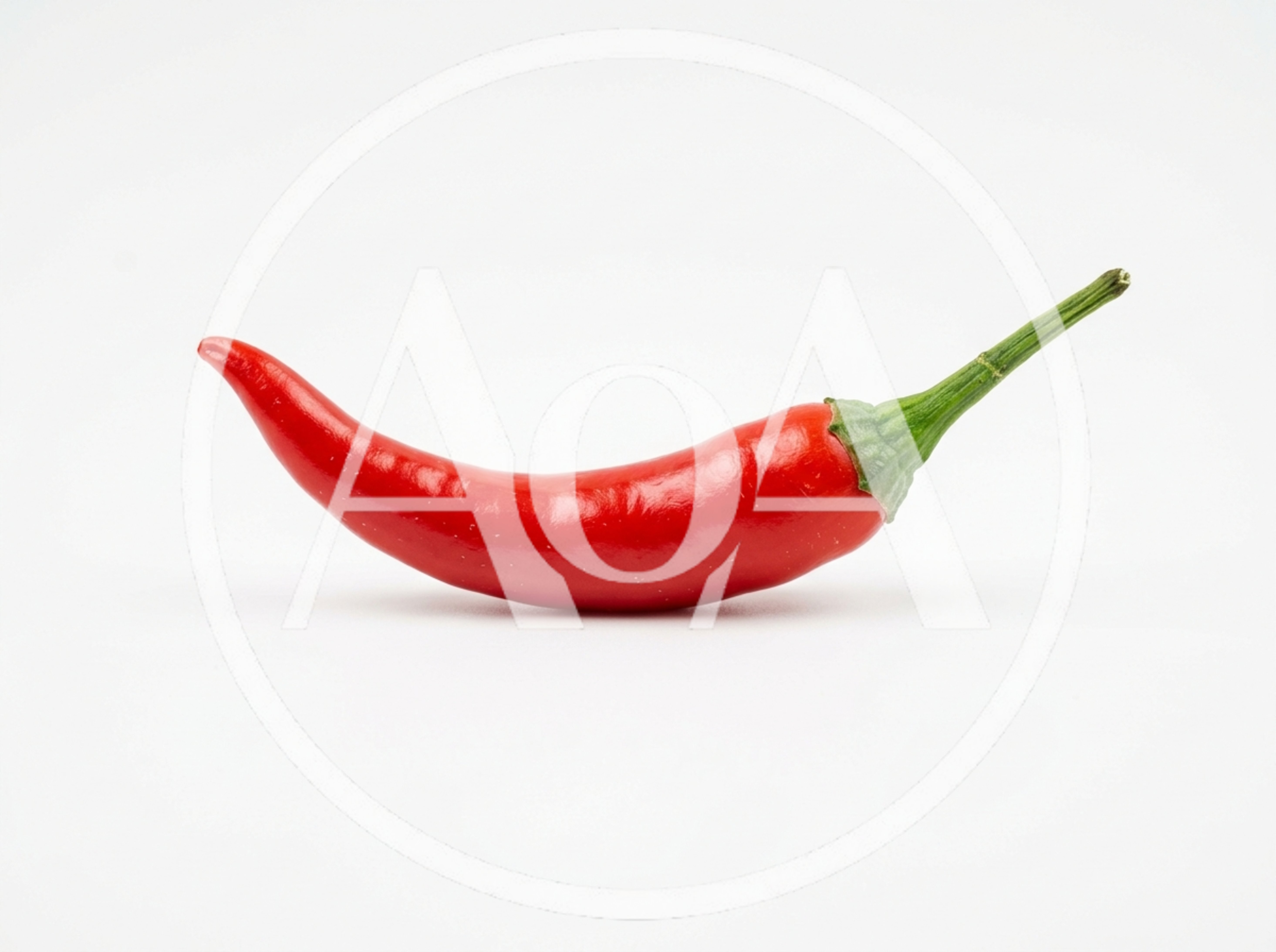 Single Fresh Red Chili Pepper on White Background
