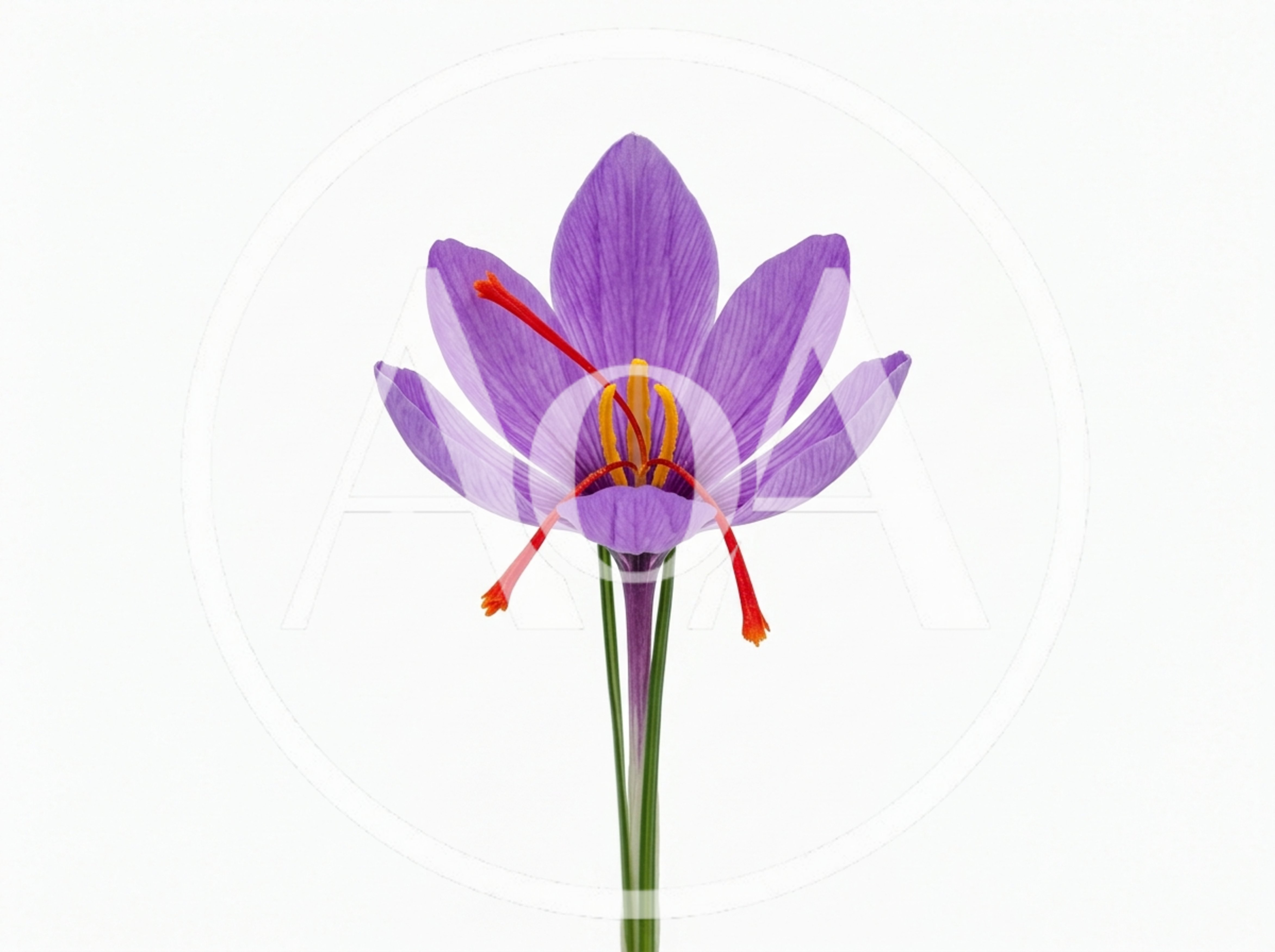 Single Saffron Crocus Flower Isolated On White Background