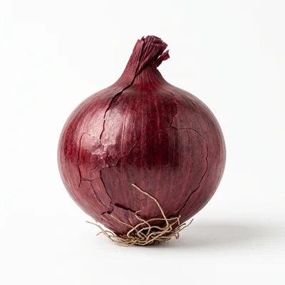 Single Whole Red Onion Isolated On White Background