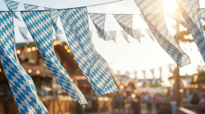 Bavarian Diamond Pattern Bunting Flags At Oktoberfest