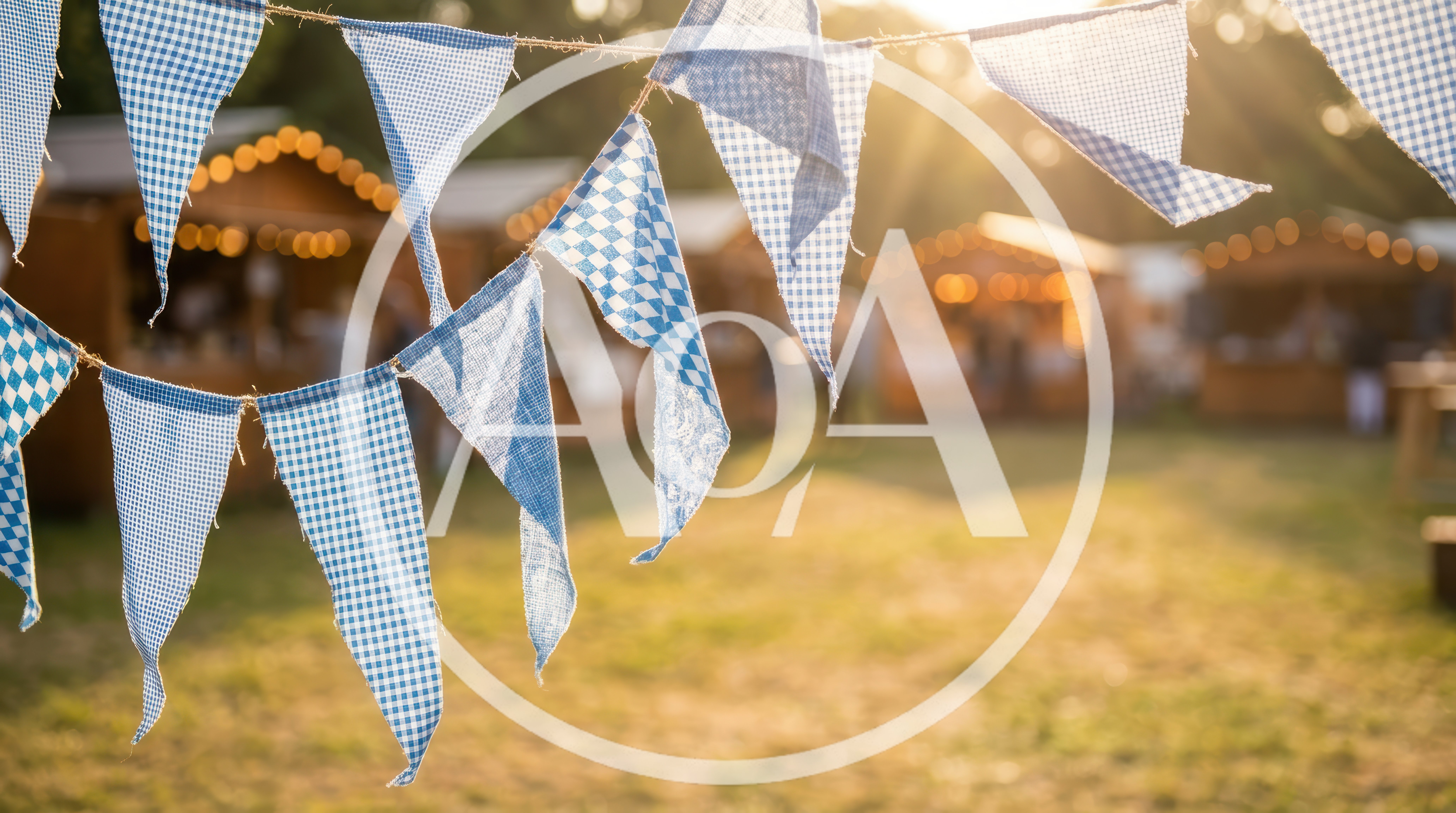 Bavarian Blue And White Checkered Bunting At Oktoberfest