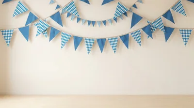 Bavarian Oktoberfest Bunting Flags Hanging On Wall